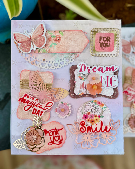 Smiley Dreams -Embossed Handmade Stickers