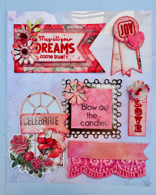 Blow the Candles -Embossed Handmade Stickers