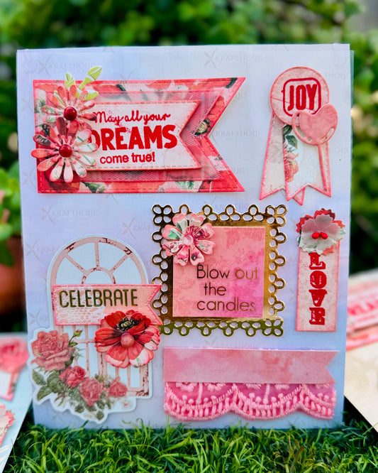 Blow the Candles -Embossed Handmade Stickers