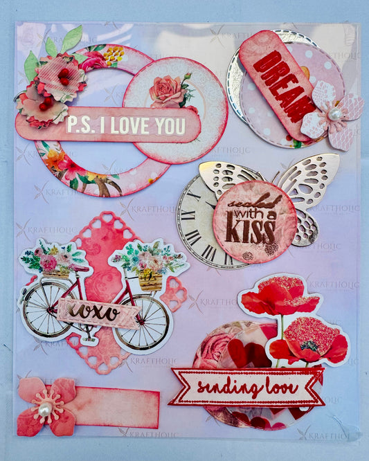 Sealed with a kiss -Embossed Handmade Stickers