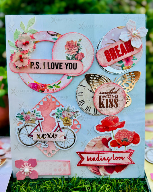 Sealed with a kiss -Embossed Handmade Stickers
